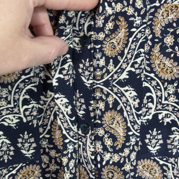 L'Agence Navy 100% Silk Paisley Tie Belt Button Front Shirt Stella Dress Size S - Picture 8 of 14